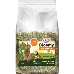 400 gr Lolo Bloomy 2 in1 Snack med blomster og hø til kaniner og gnavere