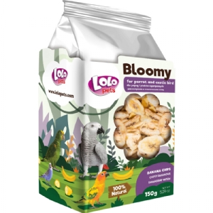 Lolo Bloomy banan chips snack til papegøjer og små eksotiske fugle 150 gr