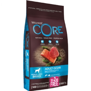 CORE - Kornfrit voksen hundefoder med laks og tun til mellemstore og store racer 10+2 kg